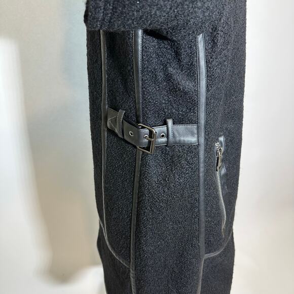 NWT DKNY Black Seam-Accent Boucle Wool-Blend Overcoat Coat Womens Size Medium M - Picture 4 of 13